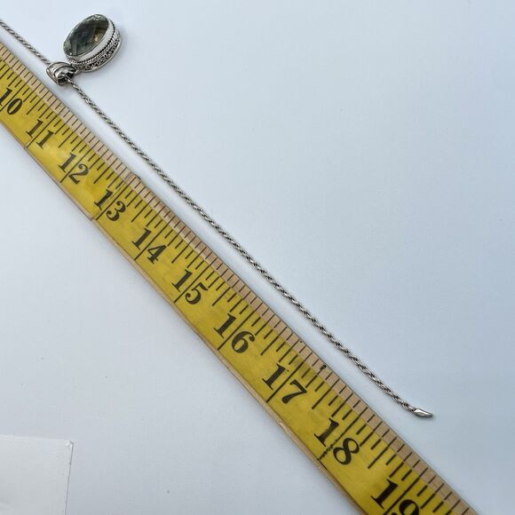 925 Sterling Silver Twist Rope Chain Green Spinel Oval Pendant Necklace Boho - Picture 9 of 10